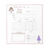 Élégant Purple Blanc Cake Order Form Bloc-notes (Devant)