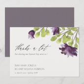 ELÉGANT PURPLE BLUE WATERCOLOR MERCI FLORAL (Devant / Derrière)