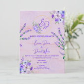 Elegant Purple Botanical Wedding Invitation (Debout devant)