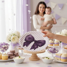 Elegant Purple Bow Baby Shower Papieren Bordje
