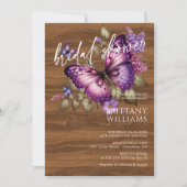 Elegant Purple Butterfly Bridal Shower Invitation (Devant)
