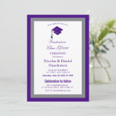 Elegant purple caps graduation ceremony invitation (Debout devant)