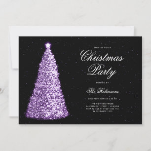 Élégant Purple Christmas Tree Invitation Menu du p