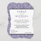 Elégant Purple Designer Mariage Invitations (Devant / Derrière)