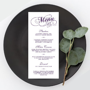 Élégant Purple Et Blanc Mariage Menu Modèles
