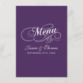 Élégant Purple Et Blanc Mariage Menu Modèles (Dos)