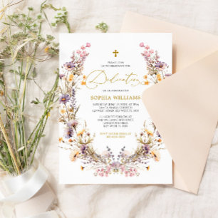 Élégant Purple Fleur sauvage Dedication Invitation