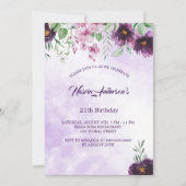 Elegant Purple Floral Birthday Invitation (Devant)