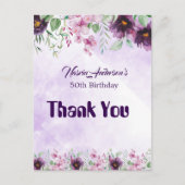 Elegant Purple Floral Birthday Invitation (Devant)
