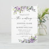 Elegant Purple Floral Wedding Invitation (Debout devant)