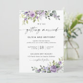 Elegant Purple Floral Wedding Invitation (Debout devant)