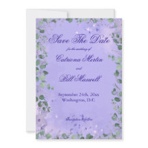 Elegant Purple Florals Wedding Save The Date Card