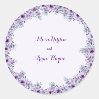 Elegant purple flower  ronde sticker