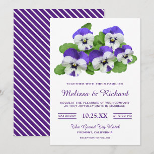 Elegant Purple Flowers Pansy Wedding Uitnodiging