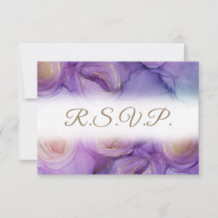 Elegant Purple Flowers QR Code Weddenschap RSVP Ca