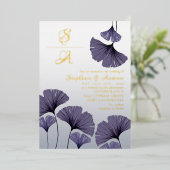 Elegant Purple Ginkgo Foliage Wedding Invitation (Debout devant)