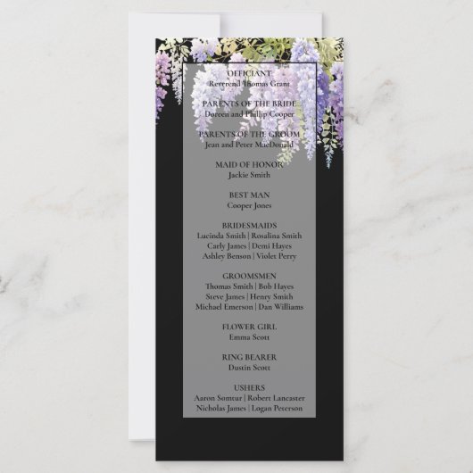 Élégant purple glyteria programme de mariage flora (Dos)