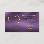 Elégant Purple Gold Dentist Design Carte de visite (Dos)