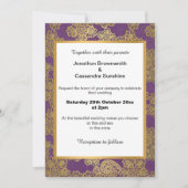 ÉLÉGANT PURPLE GOLD WHTE LACE FAIRE-PART DE MARIAG (Devant)