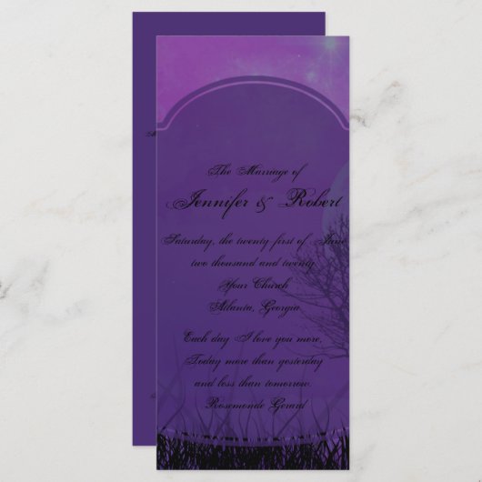 Élégant Purple Gothique Posh Programme de mariage (Devant / Derrière)