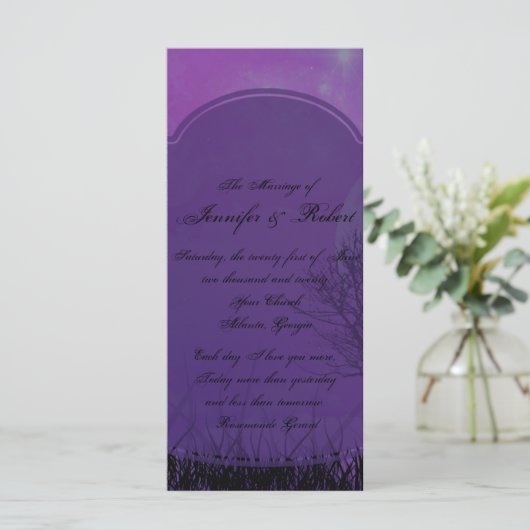 Élégant Purple Gothique Posh Programme de mariage (Debout devant)