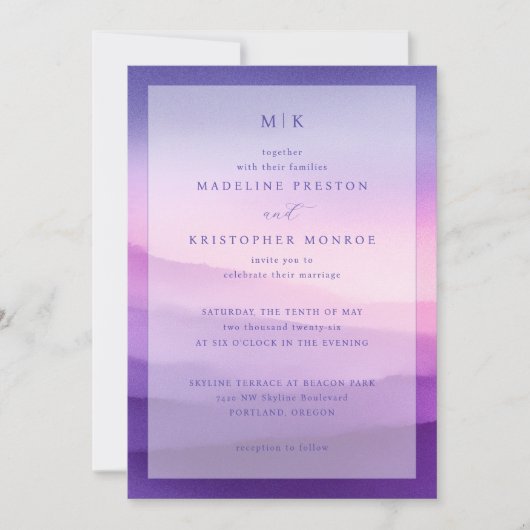 Elegant Purple Gradient Wedding Invitation (Devant)