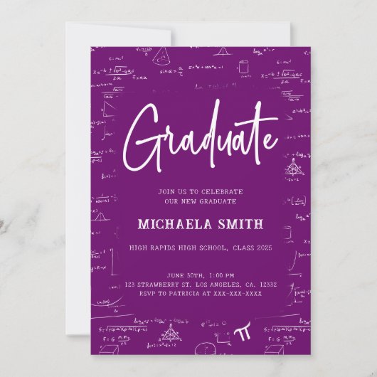 Elegant Purple Graduate Math Graduation Kaart (Voorkant)