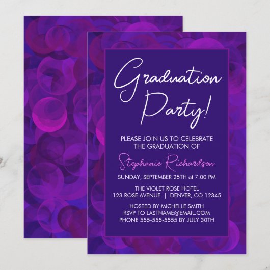 Elegant Purple Graduation Party Invitation (Devant / Derrière)