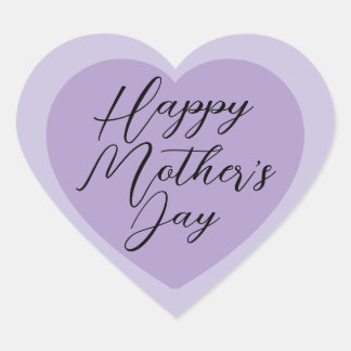 Elegant Purple Happy Mother's Day Hart Sticker
