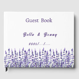Elegant Purple Lavender Floral Wedding  Gastenboek