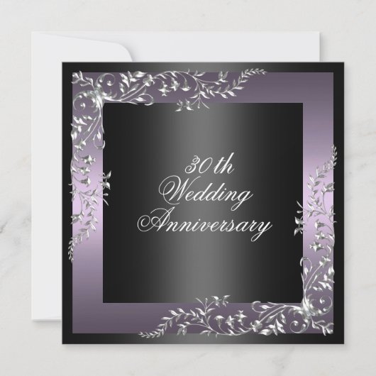 Elegant Purple mariage anniversaire Invitation (Devant)