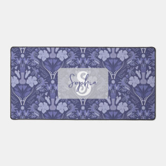 Elegant Purple Monochrome Damask Personalized Bureaumat