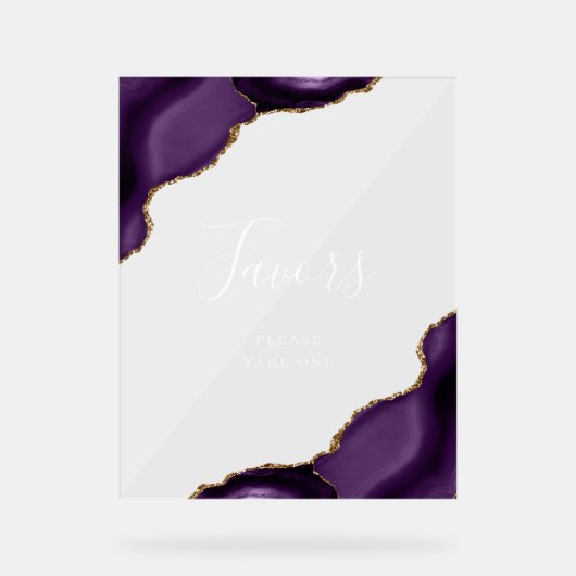 Élégant Purple Or Agate Mariage Faveurs (Recto)