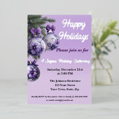 Elégant Purple Ornament Foil Invitation de vacance (Debout devant)