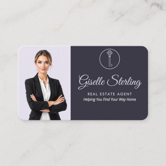 Elegant Purple Realtor QR Code Visitekaartje (Voorkant)