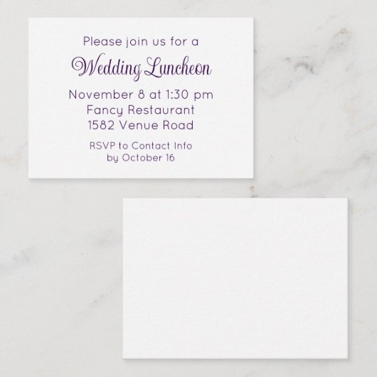 Elegant Purple Script Mariage Invitation d'événeme (Devant / Derrière)