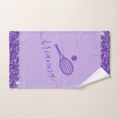 Élégant Purple Tennis Parties scintillant Nom Serv (Serviette à main)