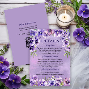 Elegant Purple Violets 40e Verjaardag Details Kaart