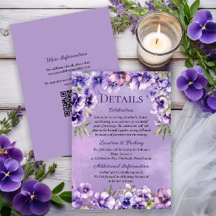 Elegant Purple Violets 50e Verjaardag Details Kaart