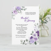 Elegant Purple Watercolor Floral Wedding Kaart (Staand voorkant)