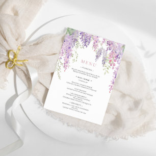 Elégant Purple Wisteria Flowers Menu Mariage