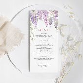 Elégant Purple Wisteria Flowers Menu Mariage