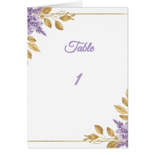 👉 Elegant Purple Wisteria Gold Floral Folded Tabl (Devant)