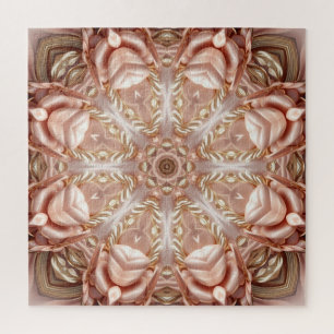 Élégant Puzzle de scie florale de Pêche orange