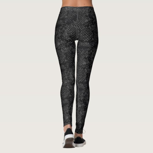Élégant Python noir Snakeskin Leggings (Dos)