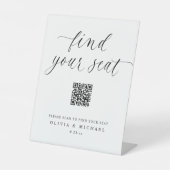 Elegant QR Code Digital Seating Chart Wedding Reclamebord Met Voetstuk (Voorkant)