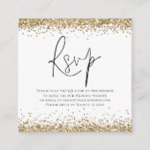 Elegant QR Code Gold Glitter Weddenschap RSVP Informatiekaartje (Voorkant)
