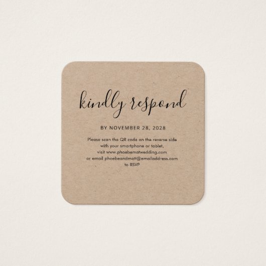 Elegant QR Code Mariage site Web carte RSVP (Devant)