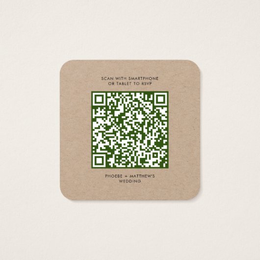 Elegant QR Code Mariage site Web carte RSVP (Dos)