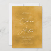 Elegant QR Code Mustard Yellow Weddenschap Kaart (Voorkant)